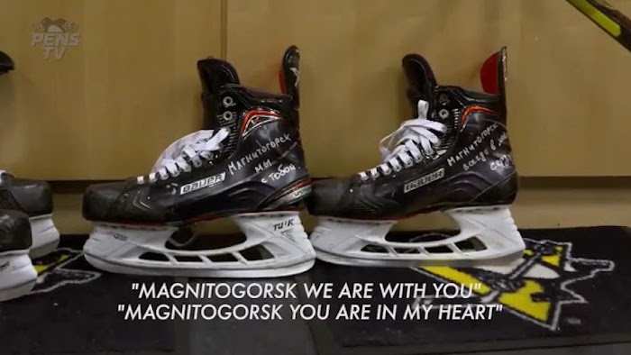 Малкин написал на коньках «Магнитогорск, мы с тобой» и вышел в них на матч