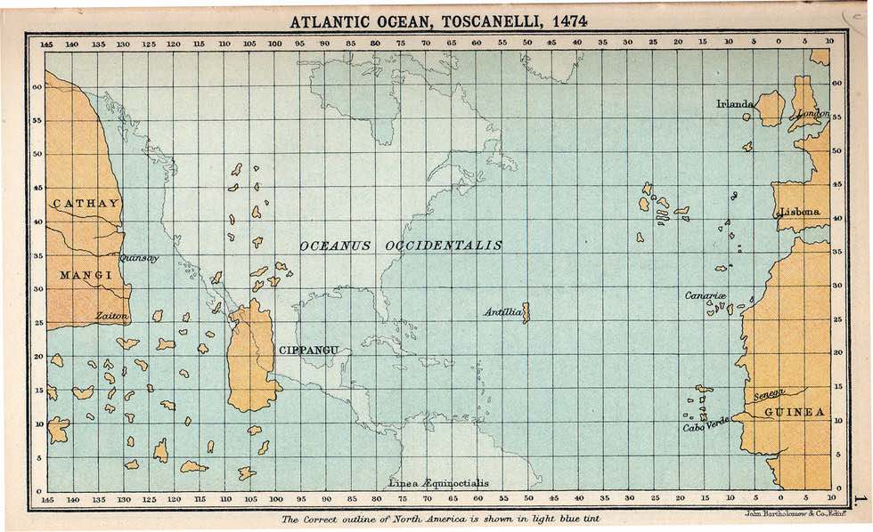 Карта Атлантического океана Паоло Тосканелли, 1474 год