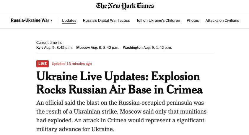 NYT: За атакой на аэродром «Саки» стоят украинские силы