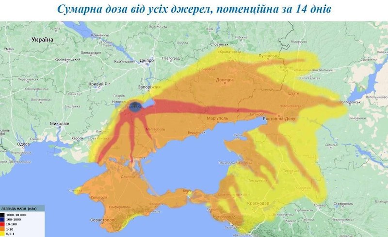 Украинцы смоделировали распространение радиоактивного облака в случае аварии на ЗАЭС