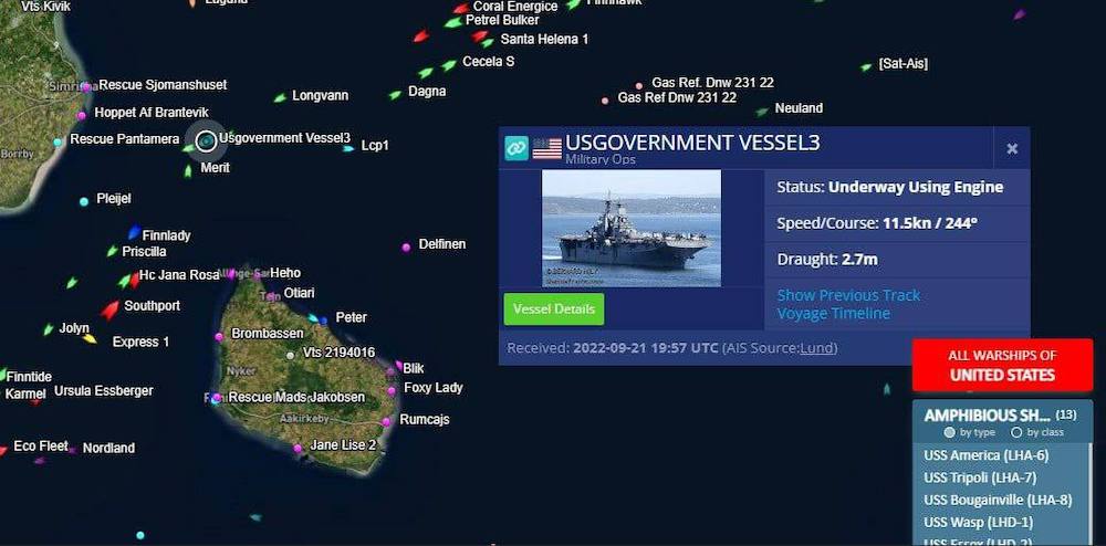 Корабли США уходят из зоны предполагаемой диверсии на газопроводах