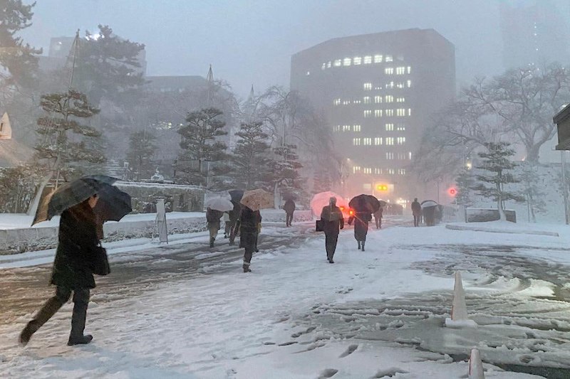 На Японию обрушился сильный снегопад