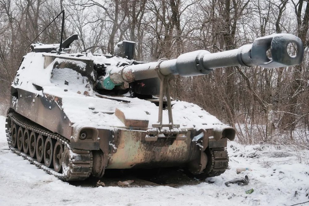 Уничтоженная латвийская 155-мм САУ М109А5O