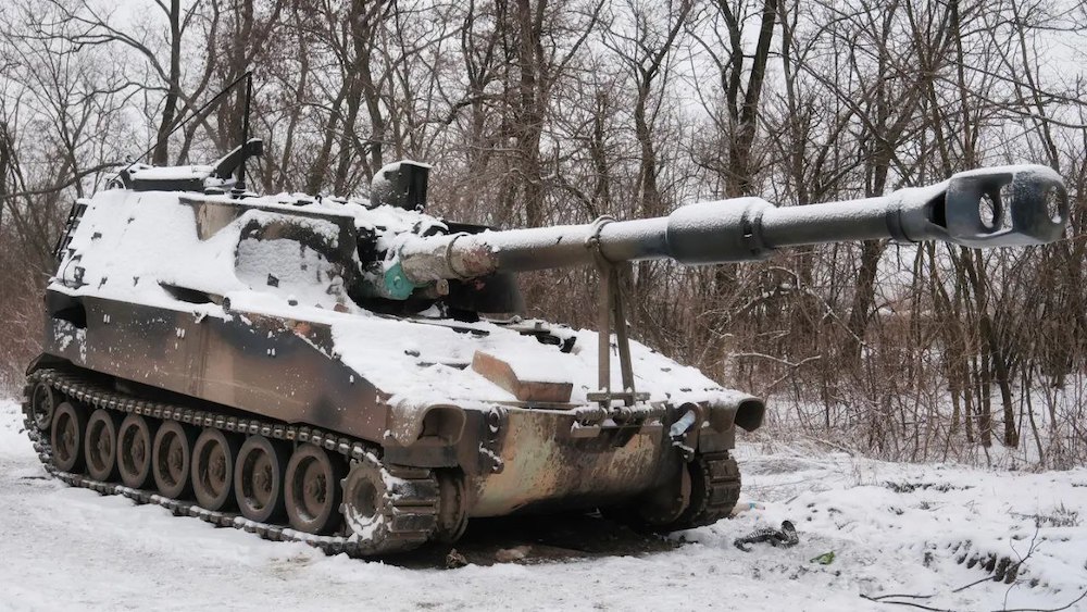 Уничтоженная латвийская 155-мм САУ М109А5O