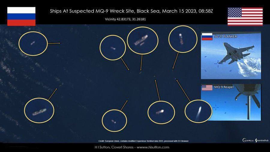 Российская корабельная группировка в районе падения MQ-9 Reaper