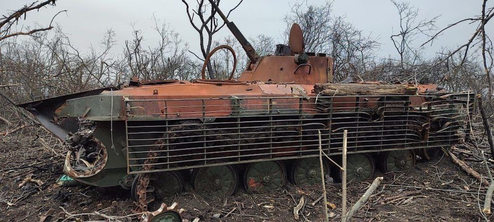 Уничтоженная украинская кустарная модификация БМП-1
