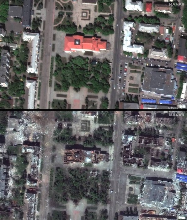 Спутниковые снимки Бахмута до и после боевых действий