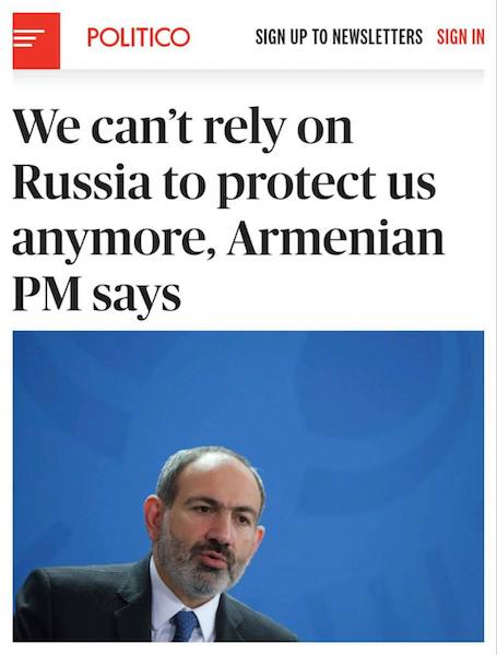 Армения больше не может полагаться на Москву - Пашинян