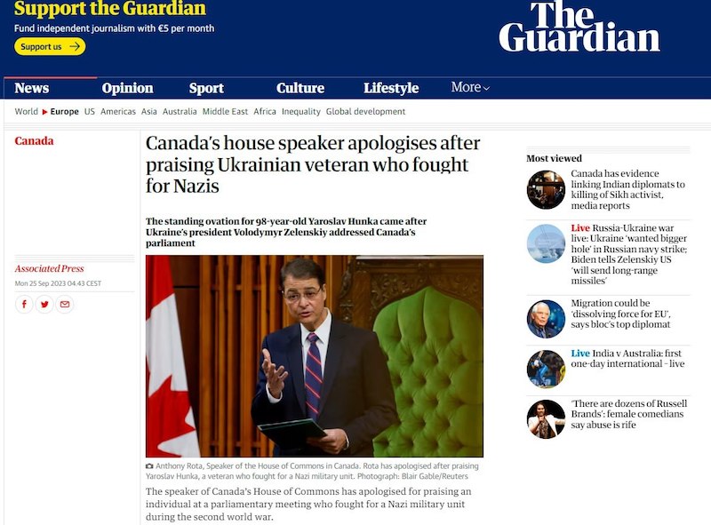 В Канаде разразился скандал из-за аплодисментов эсэсовцу