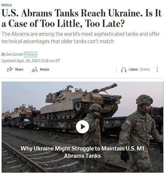 Танки Abrams не повлияют на ситуацию на поле боя - The Wall Street Journal
