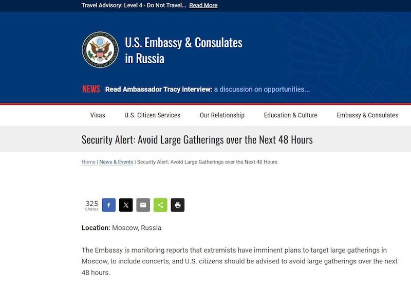 Посольство США и МИД Британии предупредили своих граждан об угрозе атак в России