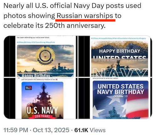 ВМФ США на 250-летие поздравили фотографиями русского ВПК 🫡 ВМФ США на 250-летие поздравили фотографиями русского ВПК 🫡