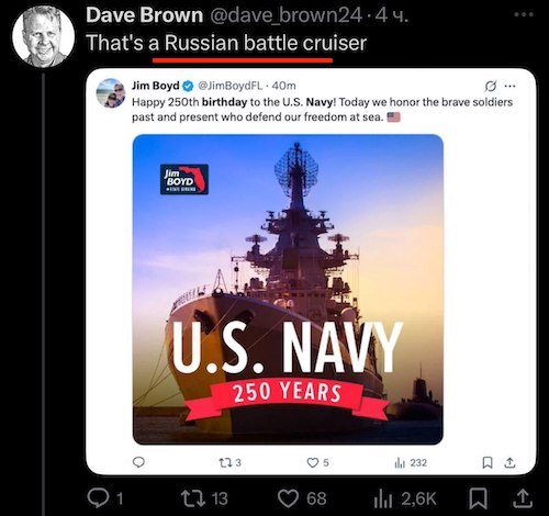ВМФ США на 250-летие поздравили фотографиями русского ВПК 🫡 ВМФ США на 250-летие поздравили фотографиями русского ВПК 🫡