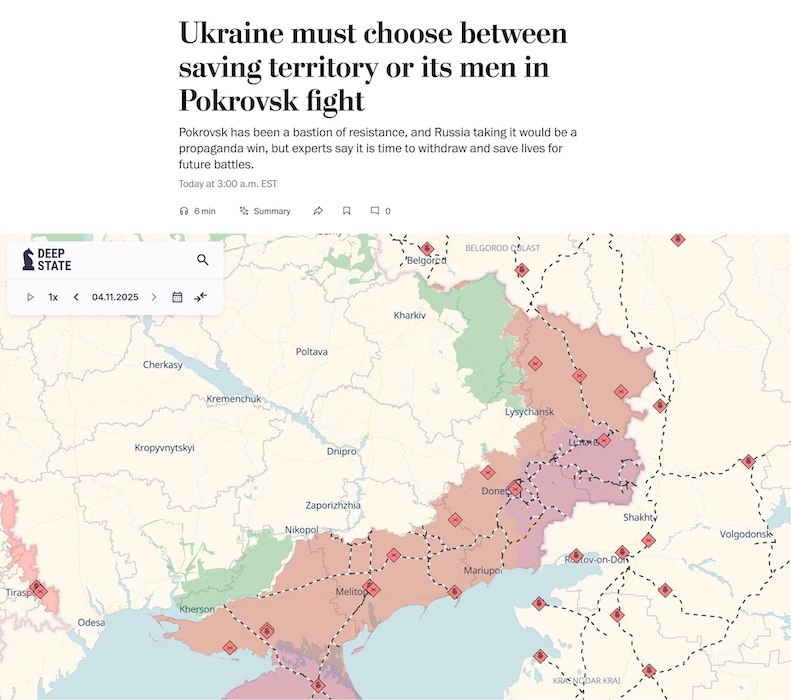 WSJ: Контроль над Покровском откроет России путь к ключевым областям Украины