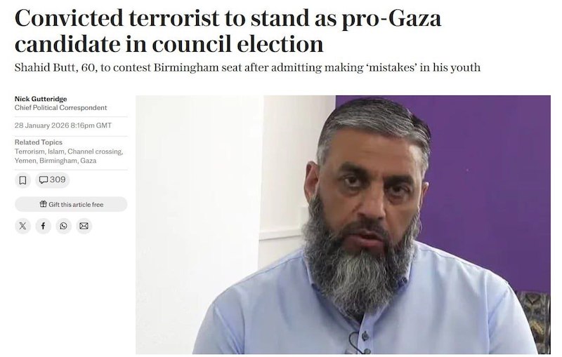 Террорист Шахид Батт идет на выборы в Бирмингеме