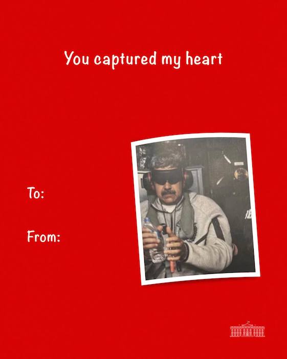 Белый дом опубликовал свои варианты валентинок Белый дом опубликовал свои варианты валентинок