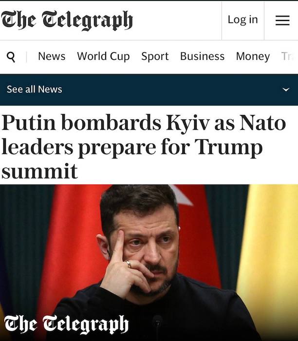 «Путин бомбит Киев, пока лидеры НАТО готовятся к саммиту Трампа» «Путин бомбит Киев, пока лидеры НАТО готовятся к саммиту Трампа»