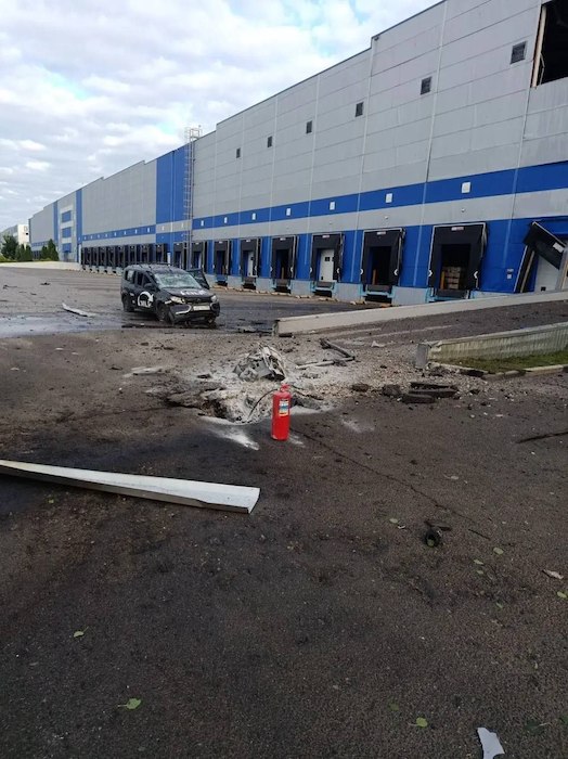 Последствия утренней атаки БПЛА на склады в Московской области Последствия утренней атаки БПЛА на склады в Московской области