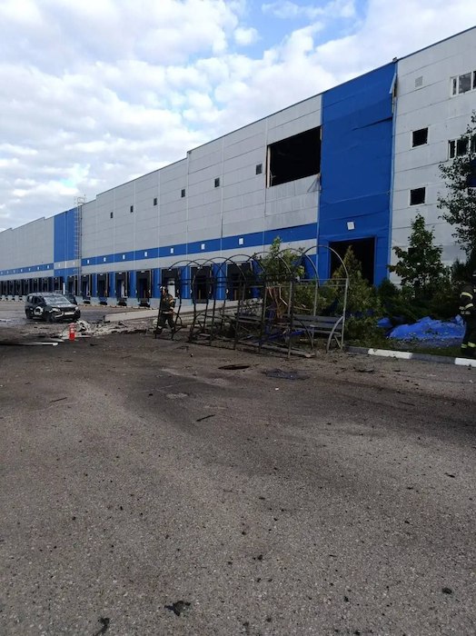 Последствия утренней атаки БПЛА на склады в Московской области Последствия утренней атаки БПЛА на склады в Московской области